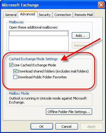 setup chached excahnge office 2010 for mac