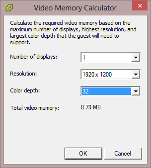 VMware VM Video Memory Calculator High Resolution