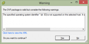 OVF Import The specified operating system identifier "(id:83)" is not supported