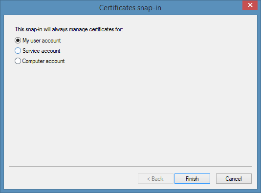 Manage Certificates for My User Account